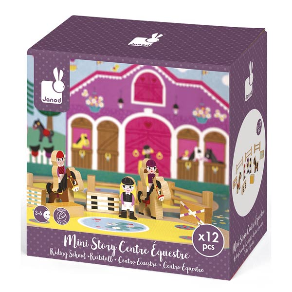 JANOD Mini story centre équestre avec figurines en bois