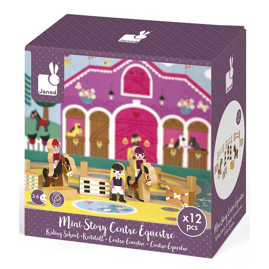 JANOD Mini story centre équestre avec figurines en bois