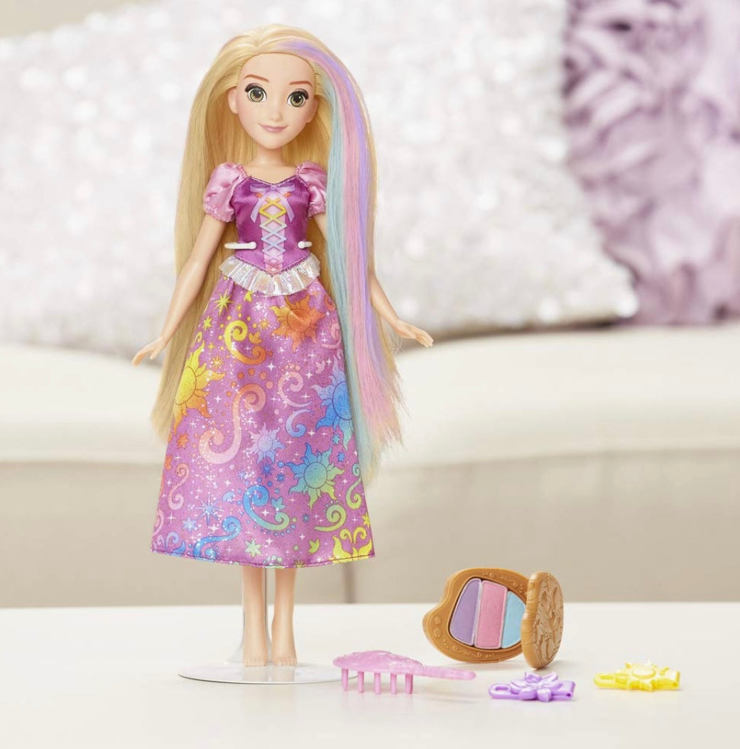 PRINCESSES DISNEY Poupée Raiponce cheveux arc en ciel