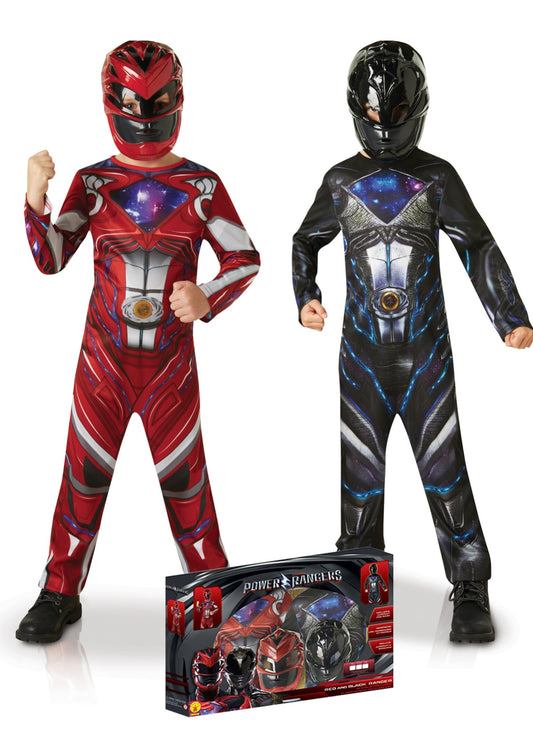 POWER RANGERS Coffret luxe 2 déguisements rouge et noir