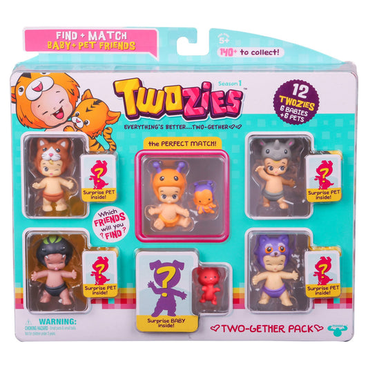 TWOZIES Pack 12 figurines bébés et animaux