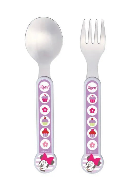 TIGEX Disney Minnie Set de 2 couverts bébé inox