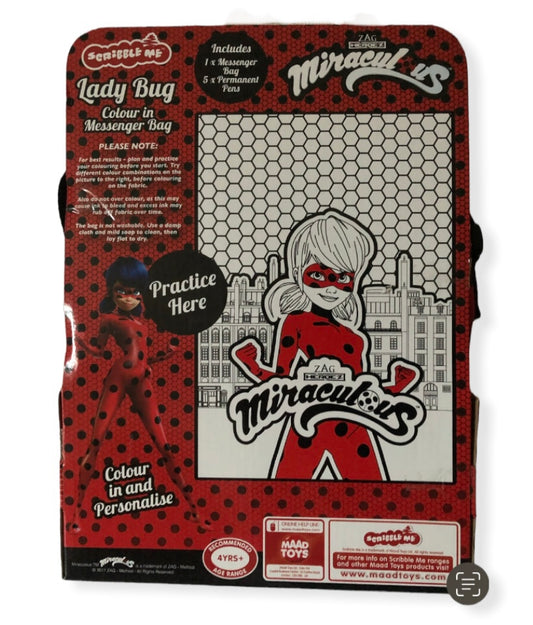 MIRACULOUS Sac besace Ladybug à colorier