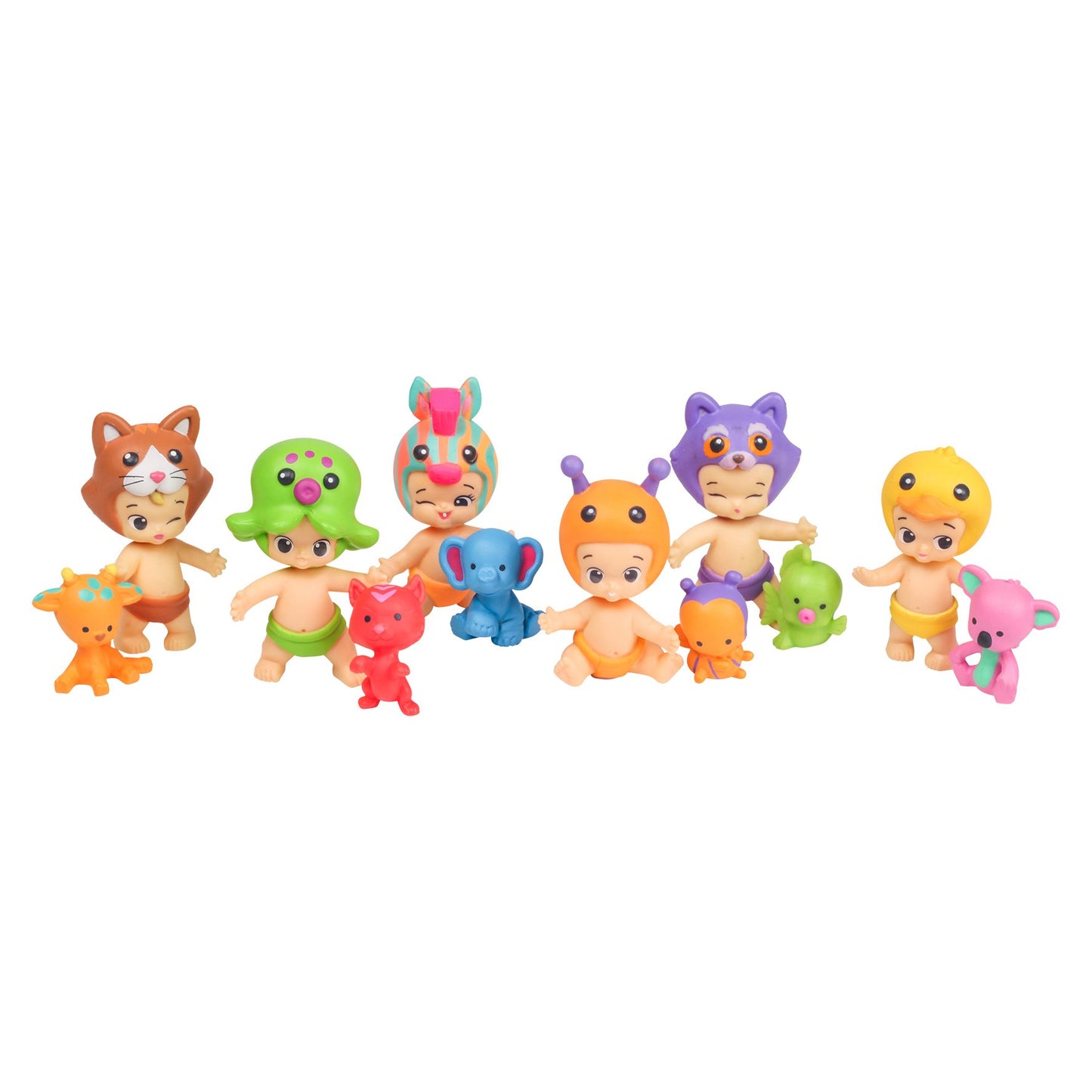 TWOZIES Pack 12 figurines bébés et animaux