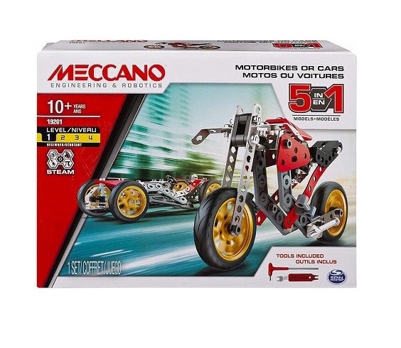 MECCANO Coffret motos ou voitures 5 en 1