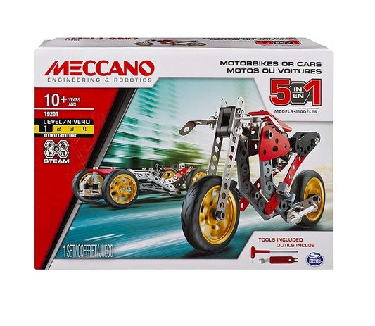 MECCANO Coffret motos ou voitures 5 en 1