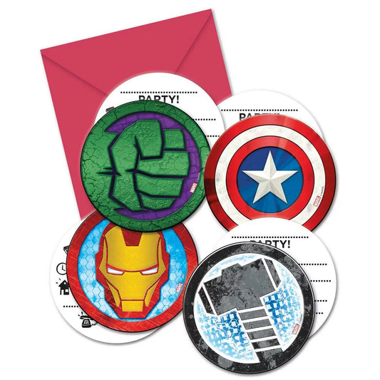 AVENGERS Cartes d'invitation Marvel Avengers avec enveloppes