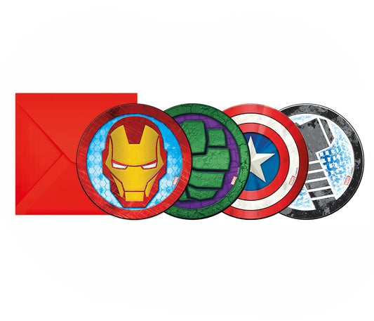 AVENGERS Cartes d'invitation Marvel Avengers avec enveloppes