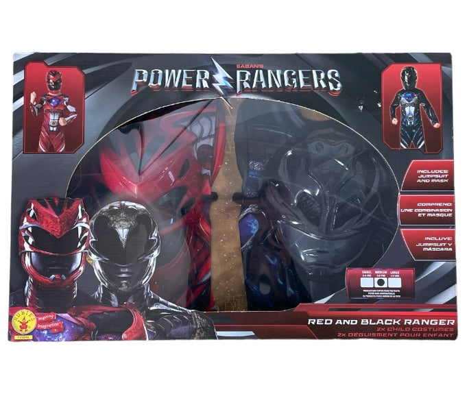 POWER RANGERS Coffret luxe 2 déguisements rouge et noir